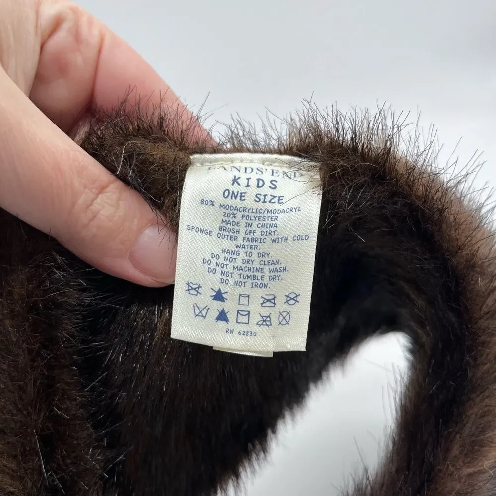 Lands End Faux Fur Collar Kids One Size 17”